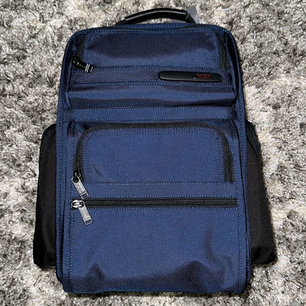 New TUMI Brief Pack Backpack in Black / Blue